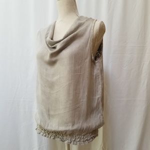 PRONTOMODA GIUSY Silver Lace Sleeveless Top. Sz M